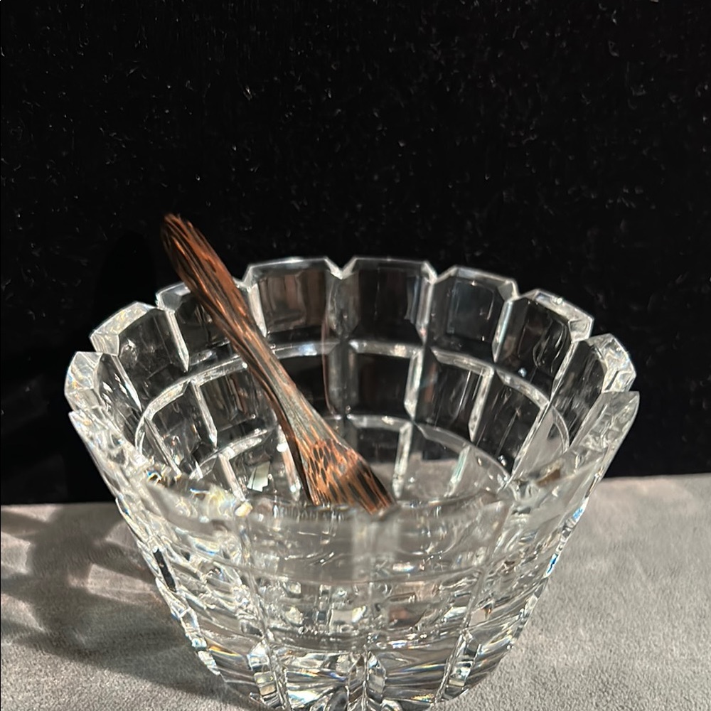 SIGNED WILLIAM YEOWARD ENGLISH HANDMADE CRYSTAL SALT & SPOON